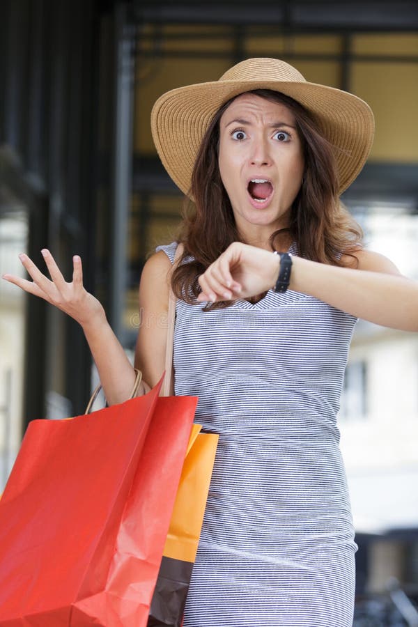 Mate Woman with Shopping Bags Stock Image Image of store, lady 240330045
