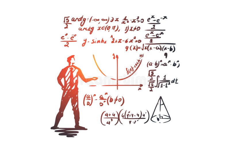 Matematik utbildning, vetenskap, skola, studiebegrepp Hand dragen isolerad vektor royaltyfri illustrationer Matematik utbildning, vetenskap, skola, studiebegrepp Hand dragen isolerad vektor royaltyfri illustrationer