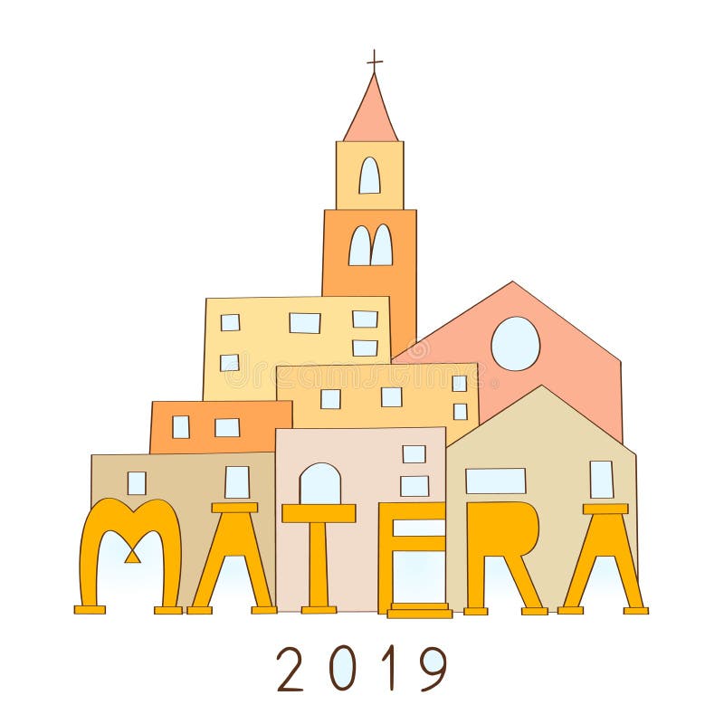 Matera Europejski kapitał kultura w 2019 ilustracja wektor Matera Europejski kapitał kultura w 2019 ilustracja wektor
