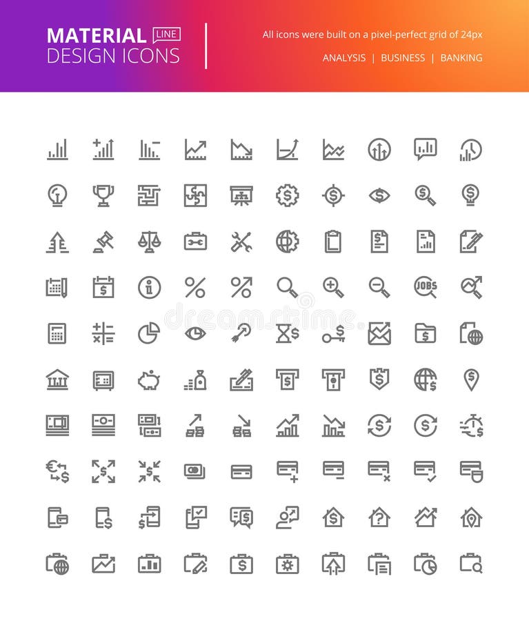 Material design finance and banking icons set