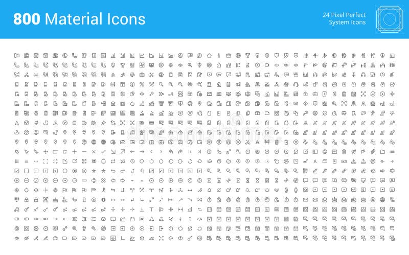 Material design pixel perfect icons set stock illustration