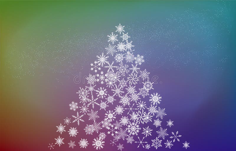 Materiale di base : albero di natale fatto di neve e cielo stellato royalty illustrazione gratis