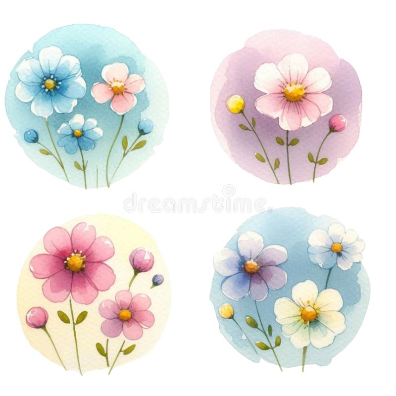 Materiale digitale generato dai fiori con una bellissima emorragia di acquerelli. royalty illustrazione gratis