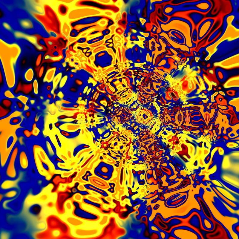 Materiale illustrativo di distorsione di Digital Illustrazione blu gialla rossa variopinta Fondo psichedelico creativo Vortice ar