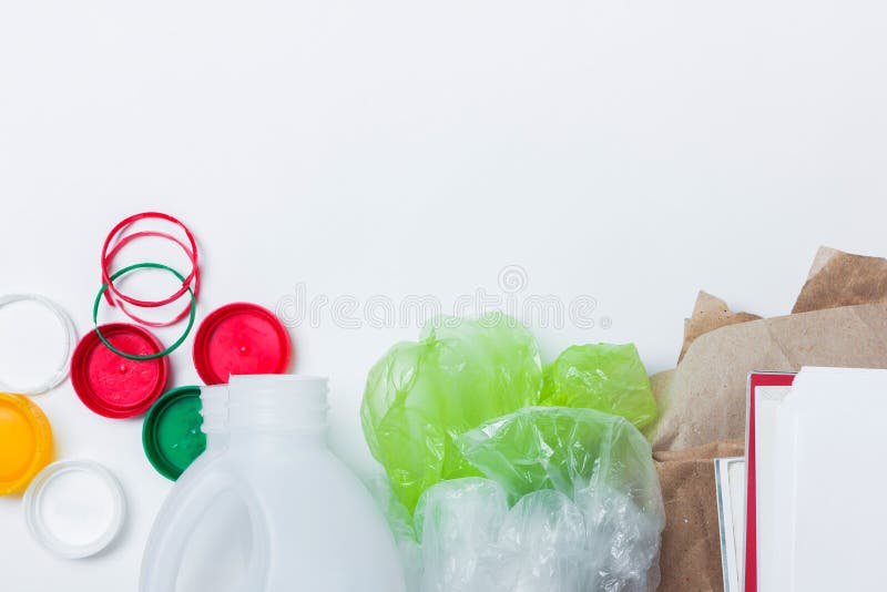 Materiales reciclables Visi?n superior foto de archivo libre de regalías Materiales reciclables Visi?n superior foto de archivo libre de regalías