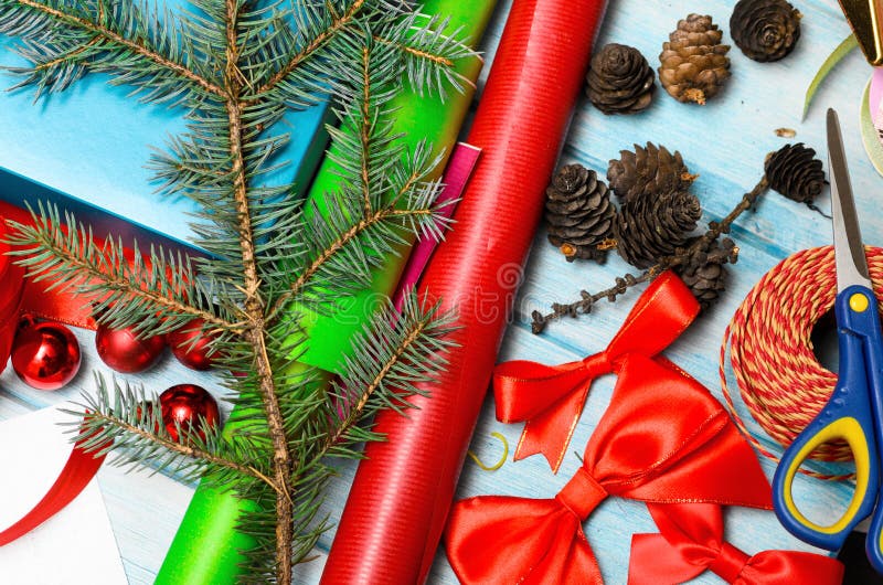 Materials for Handmade Christmas Decoration Stock Photo - Image of