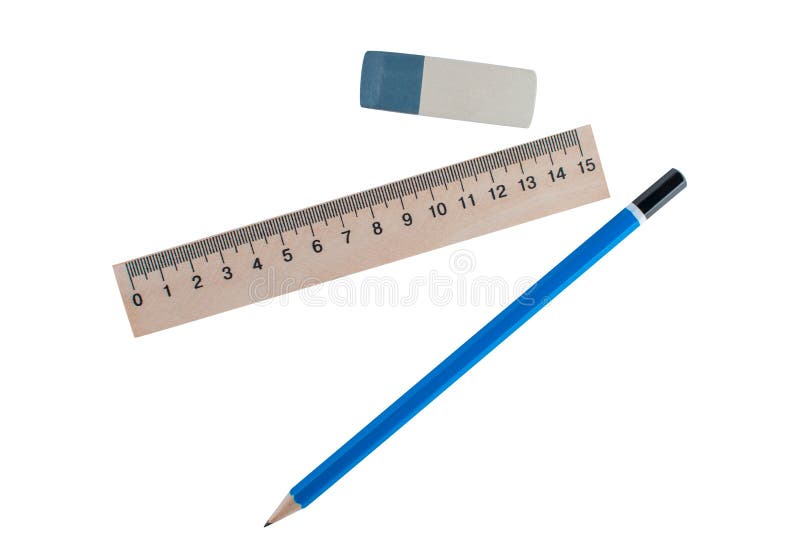 Materiały władca, gumka i ołówek -, obrazy stock Materiały władca, gumka i ołówek -, obrazy stock
