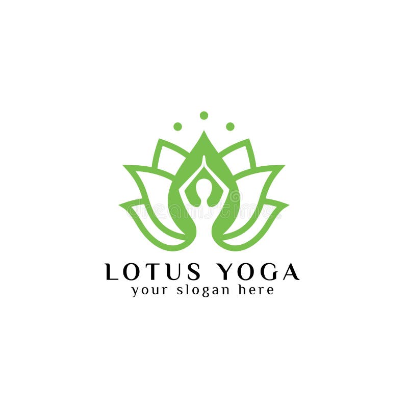 Yoga logo design stock. human meditation in lotus flower vector illustration in green color. healthy logo design. Yoga logo design stock. human meditation in lotus flower vector illustration in green color. healthy logo design