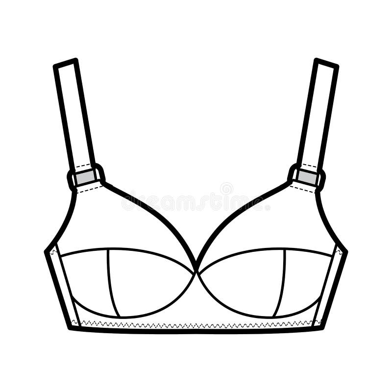 Maternity Bra Lingerie Technical Fashion Illustration with Adjustable ...