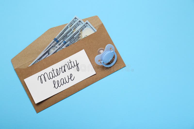 Maternity Leave Concept. Envelope with Dollar Banknotes, Pacifier and