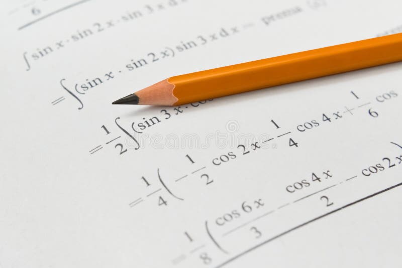 Math book and pencil royalty free stock photos