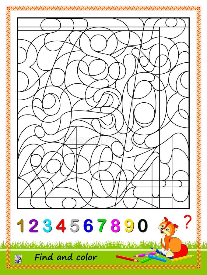 Logic Puzzle Game for Children and Adults. Find the Numbers from 1