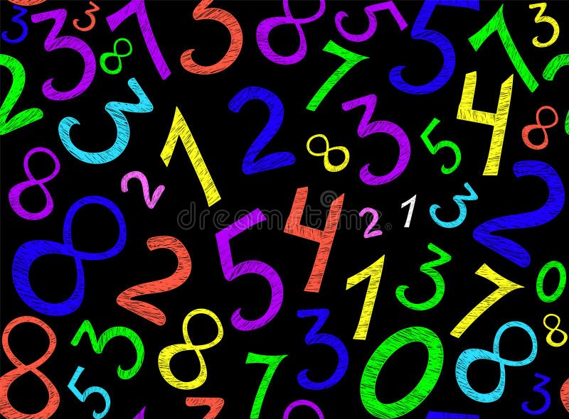 Math educational vector seamless pattern with different multicolored handwritten digits vector illustration