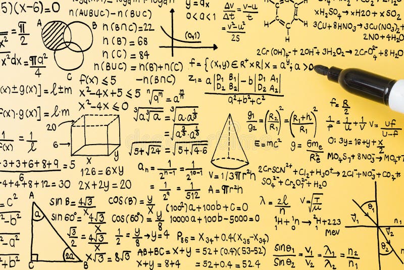 Math Formula on Yellow Background Stock Image Image of background