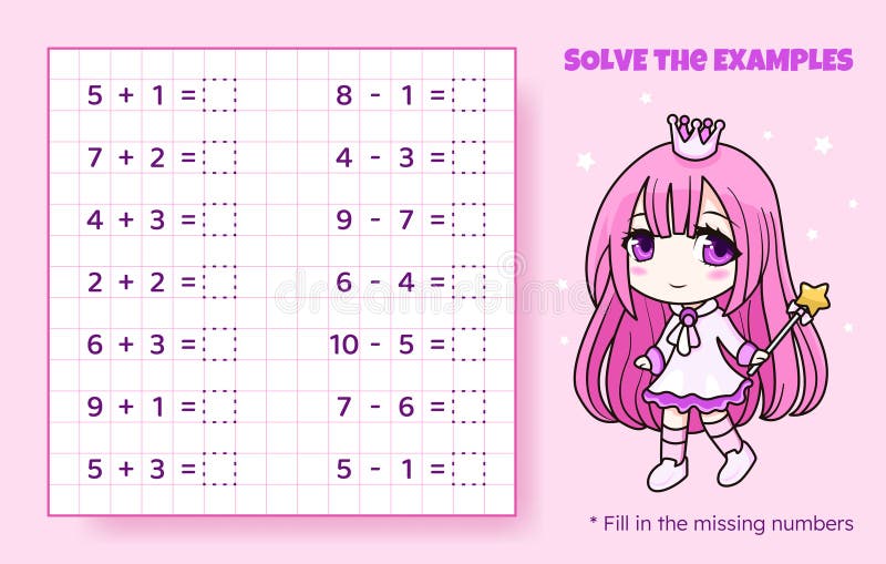 Math Game for Kids. Addition and Subtraction. Stock Vector