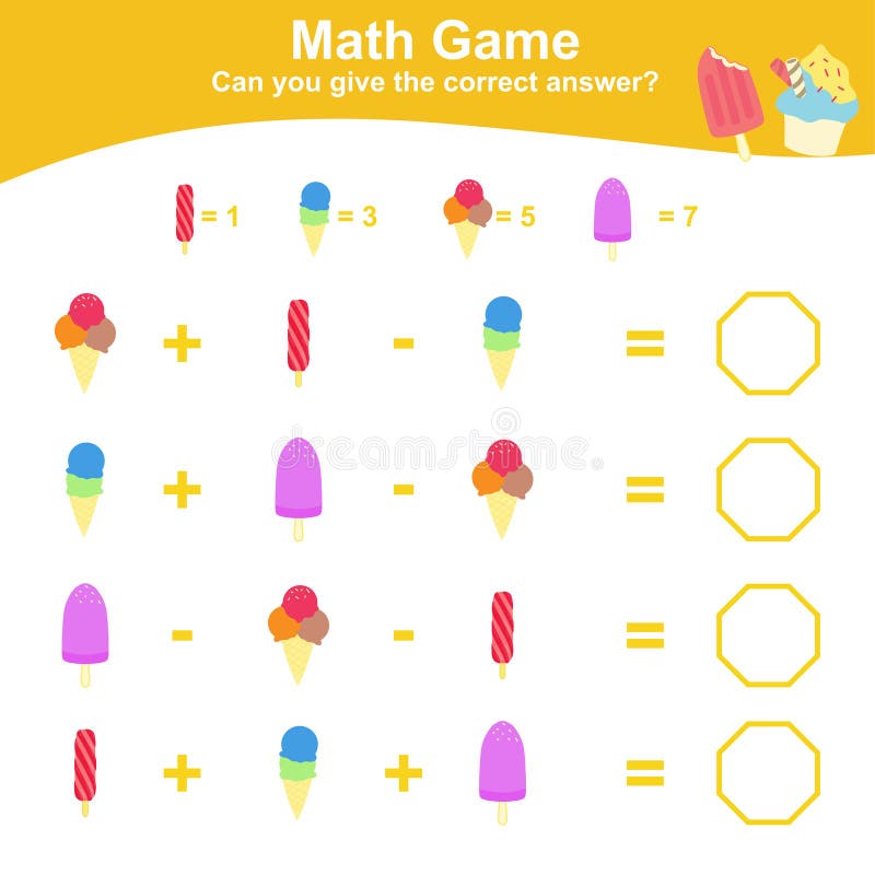 Mathematic counting worksheet. Math activity, count and write the answer royalty free illustration
