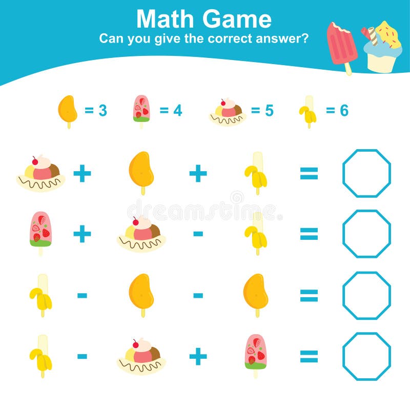 Mathematic counting worksheet. Math activity, count and write the answer royalty free illustration
