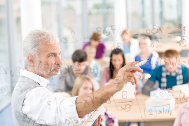 Math at high school - students with professor stock photos Math at high school - students with professor stock photos