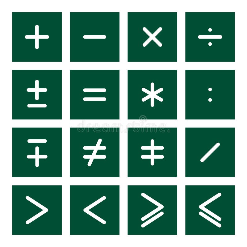 16 set di icone di operazioni matematiche simboli.