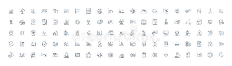 Math line icons collection. Algebra, Geometry, Calculus, Trigonometry, Statistics, Analytics, Arithmetics vector and vector illustration