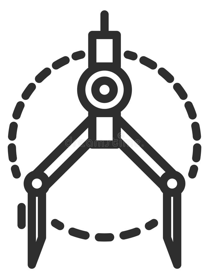 Math symbol. Compass line icon. Geometry sign stock illustration