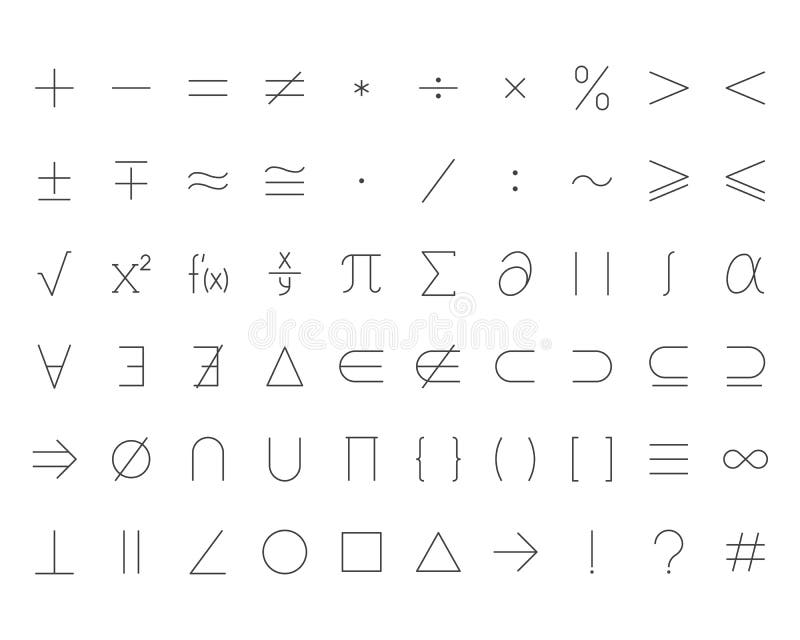 Co Oznacza Znak W Matematyce Math Symbols II stock vector. Illustration of mathematics - 101086531