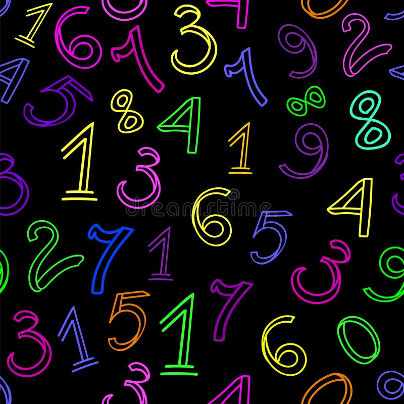 Math vector seamless pattern with colorful numbers stock illustration