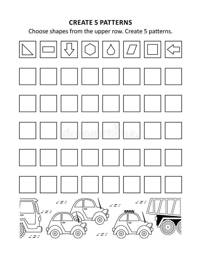 math worksheet for kids with patterns and shapes stock vector illustration of black math 187203711