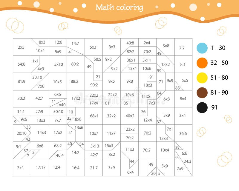 Mathematical Coloring Book for Children. Worksheet Stock Illustration