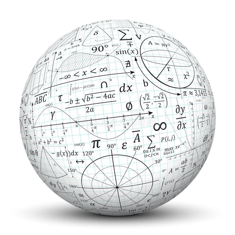 Mathematical Formulary Imprints on a White Sphere. Stock Illustration -  Illustration of ball, genius: 56019953