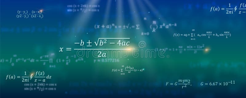 Mathematical formulas. Abstract background with Math equations floating on space. Pattern for cover, presentation