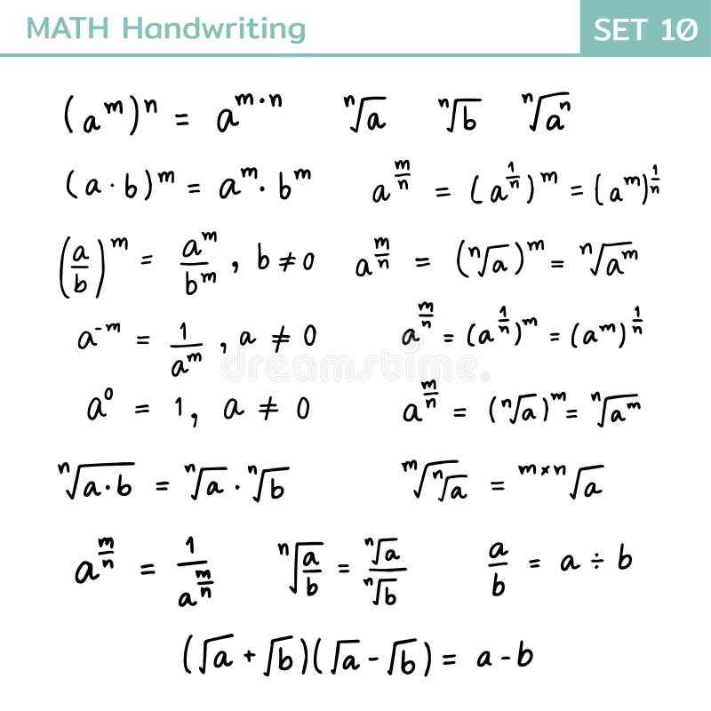 Math Mathematical Handwriting Set 10 Stock Vector Illustration of
