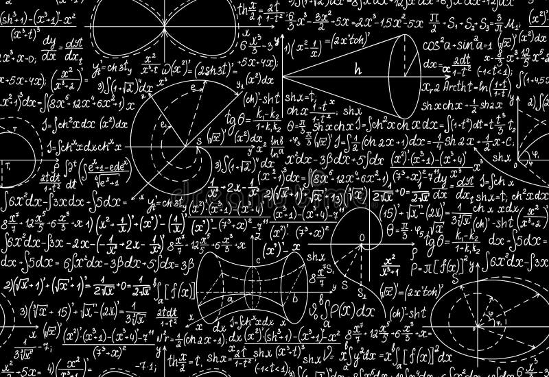 Mathematical Vector Seamless Pattern With Formulas Figures And