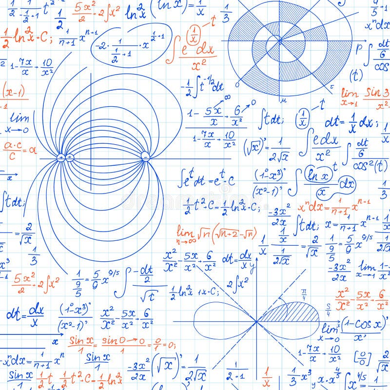 Mathematical Vector Seamless Pattern With Math And Physical Formulas