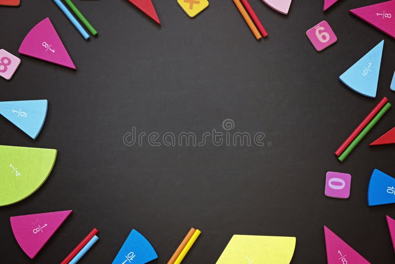Mathematics Background - Fractions on Black Table, Close Up. Dividing  Fractions, Math Concept. Top View Stock Photo - Image of math, problem:  174283442