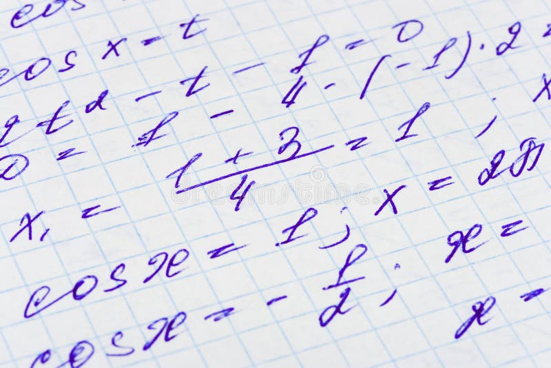 Mathematics formula on paper stock image