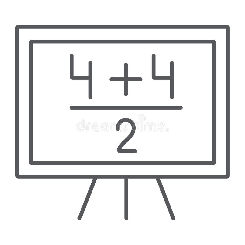 Maths Example Thin Line Icon Lesson And Mathematical Blackboard With Arithmetic Sign Vector Graphics A Linear Stock Vector Illustration Of Draw Mathematical 152320055