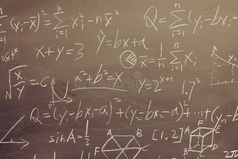 Maths formuły na chalkboard tle zdjęcia stock