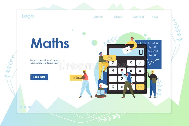 Maths Vector site Landing Page Design Template Stock Vector