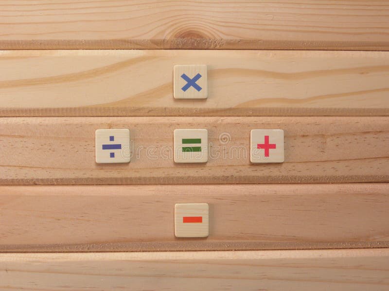 Mathymbole auf Holz