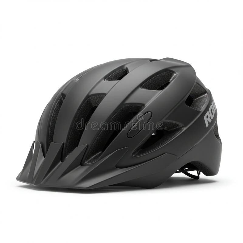 Matowy czarny kask rowerowy wyposażony w elegancką konstrukcję aerodynamiczną. Ma wiele ilustracji