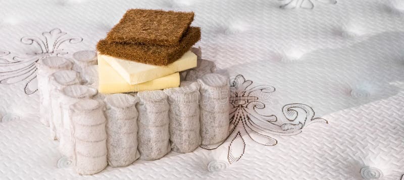 Matratzenfüller Kokosnusscoir, Naturpara-Latex, unabhängiger Frühling des Gedächtnisschaums stockfoto