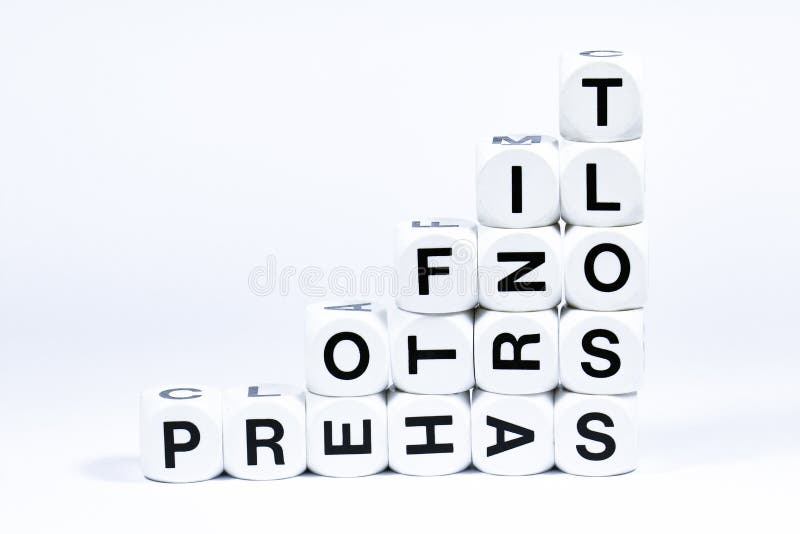Matrices en lettres définissant les mots de profits et pertes photos libres de droits Matrices en lettres définissant les mots de profits et pertes photos libres de droits