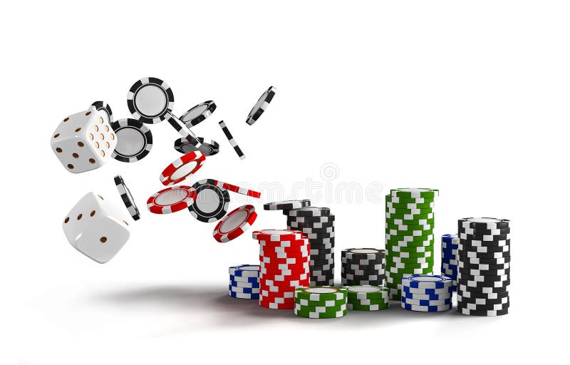 Matrices et puces de fond de casino Matrices et puces blanches sur le fond blanc Concept en ligne de casino avec l'endroit pour l illustration libre de droits Matrices et puces de fond de casino Matrices et puces blanches sur le fond blanc Concept en ligne de casino avec l'endroit pour l illustration libre de droits
