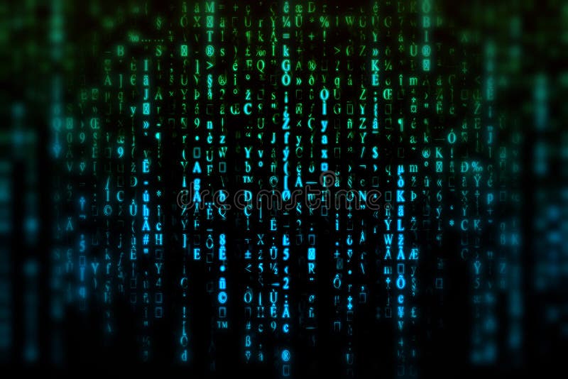 Abstract blue and green matrix background with blurry effect