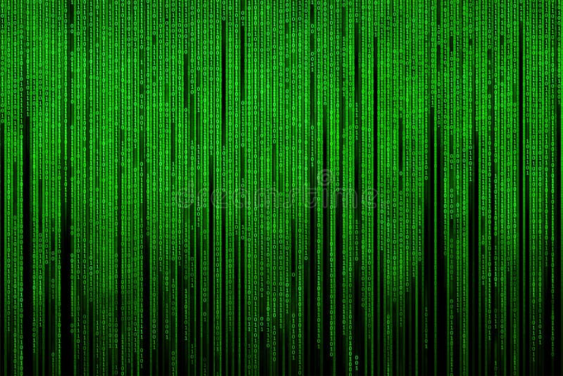 Binary code, green, isolated on black. Simulation of binary computer code. Virtual reality. The matrix is ​​binary. Illustration. Coding text hacker concept stock images, royalty-free photos and pictures