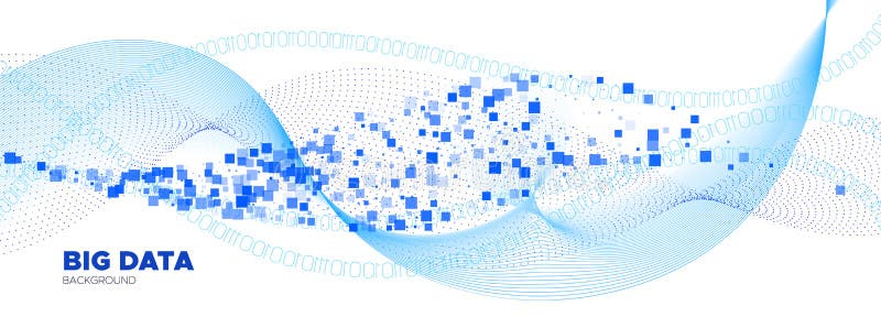 Matrix Digits. Blue Particle Movement. White royalty free illustration