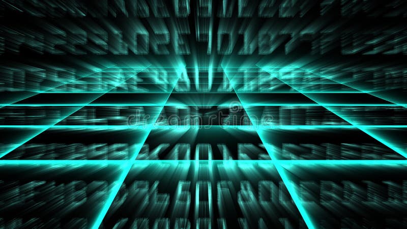 Matrix hexadecimal data flowing in cyberspace animation royalty free illustration