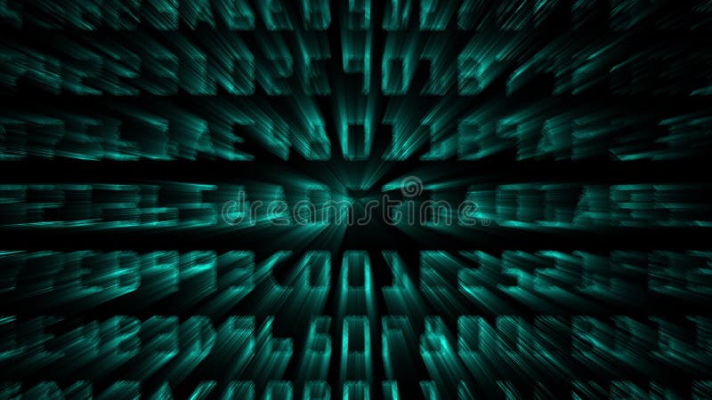 Matrix hexadecimal data flowing in cyberspace animation vector illustration