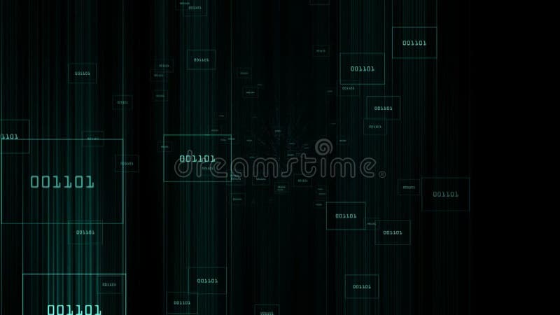 Matrix hexadecimal data flowing in cyberspace animation vector illustration